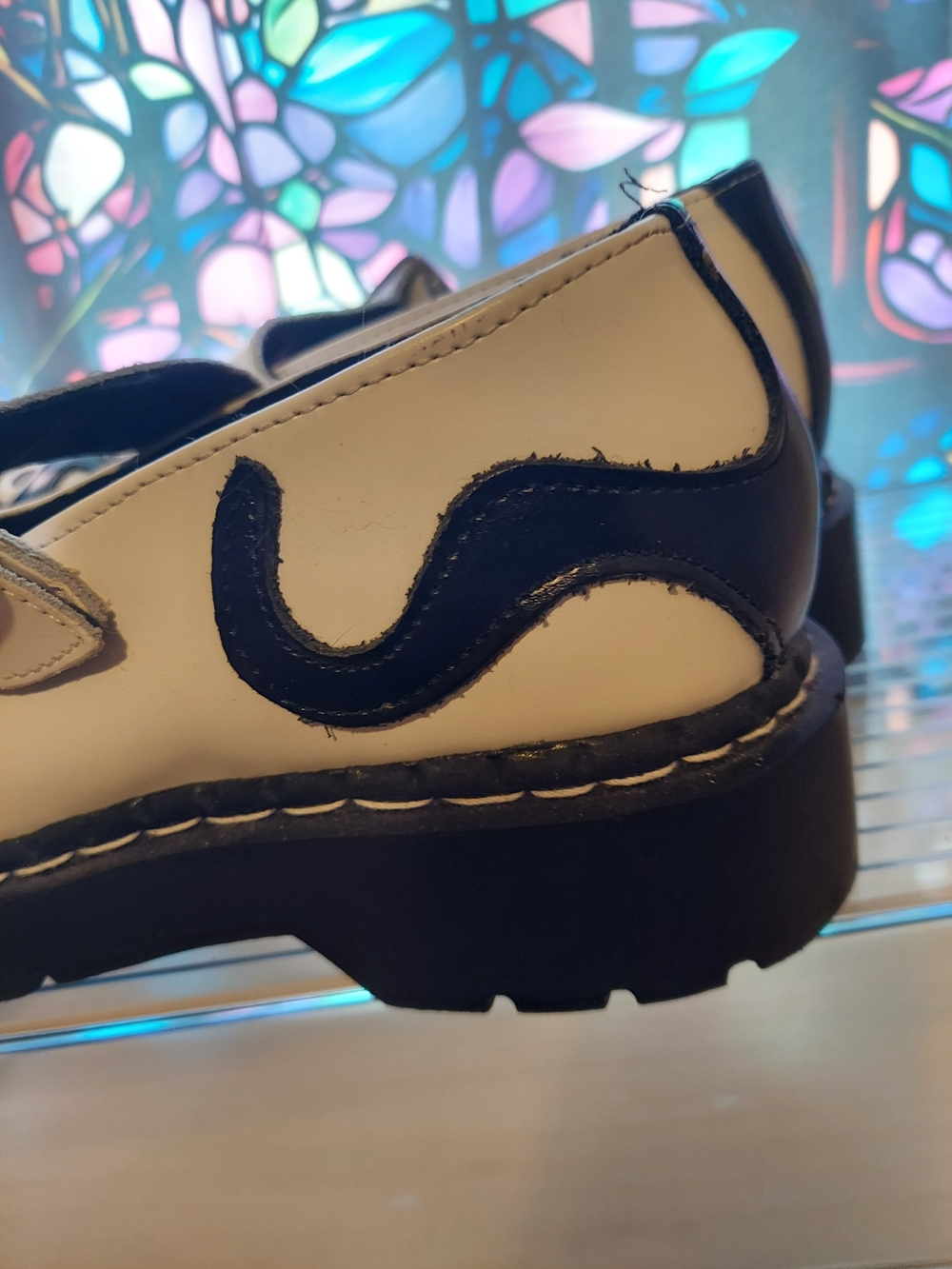 T.U.K Womens Black & White Cat Mary Jane Shoes Size 9 - Picture 7 of 16